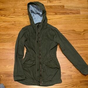 Me Jane Olive Utility Jacket with Hood